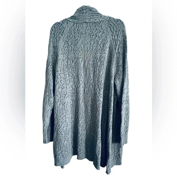 Roaman’s Pointelle Cardigan, Size 1X (22/24), Gunmetal - Picture 4 of 5